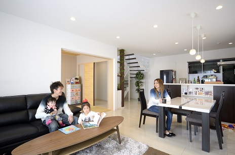 栃木県K様邸の内観(LDKの一体空間)